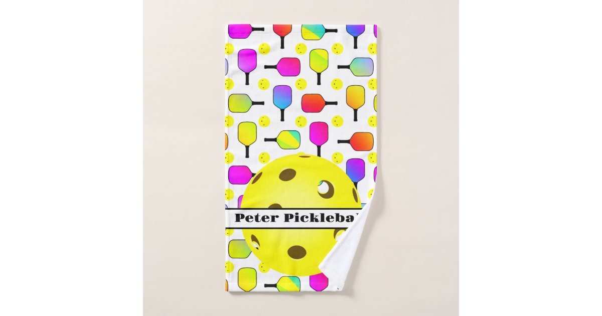 Colorful, Pickleball Paddles, Yellow Personalized Hand Towel Zazzle