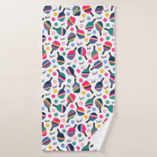Colorful Pickleball Pattern Bath Towel