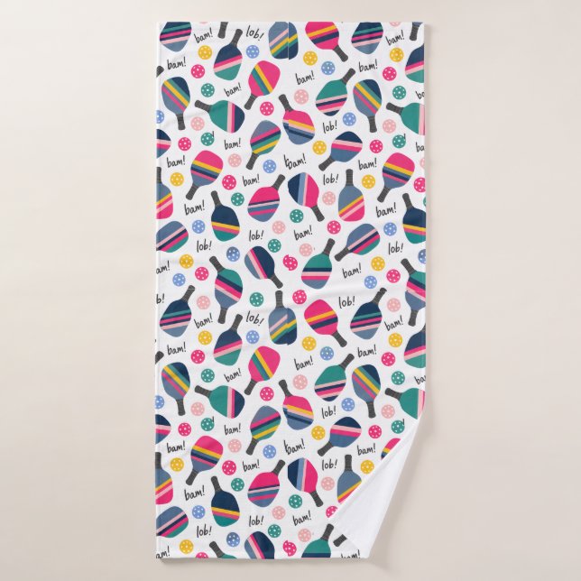 Colorful Pickleball Pattern Bath Towel (Bath Towel)