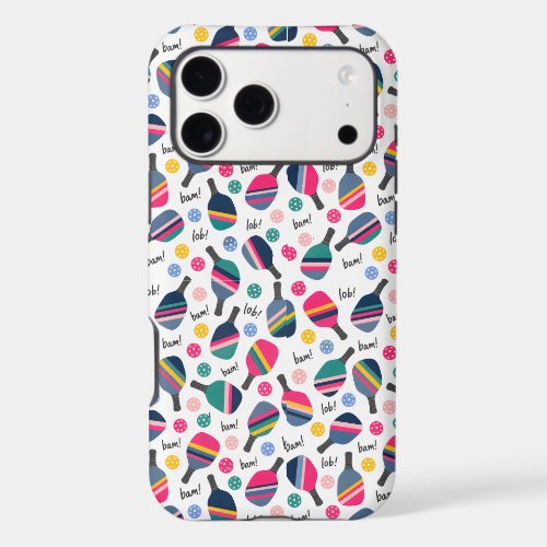 Colorful Pickleball Pattern iPhone 17 Pro Max Case