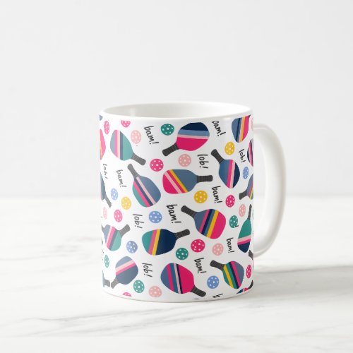 Colorful Pickleball Pattern Coffee Mug