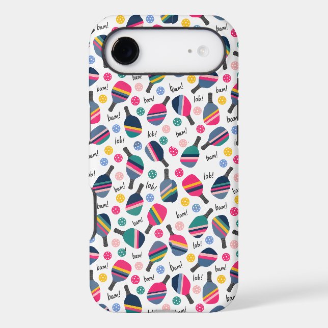 Colorful Pickleball Pattern iPhone Case (Back)