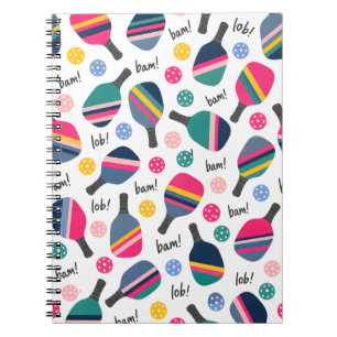 Colorful Pickleball Pattern Notebook
