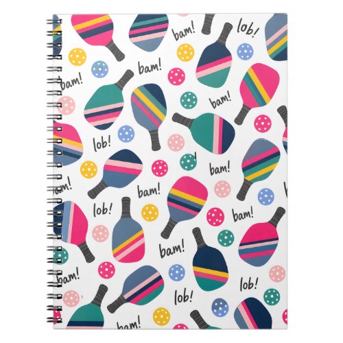 Colorful Pickleball Pattern Notebook