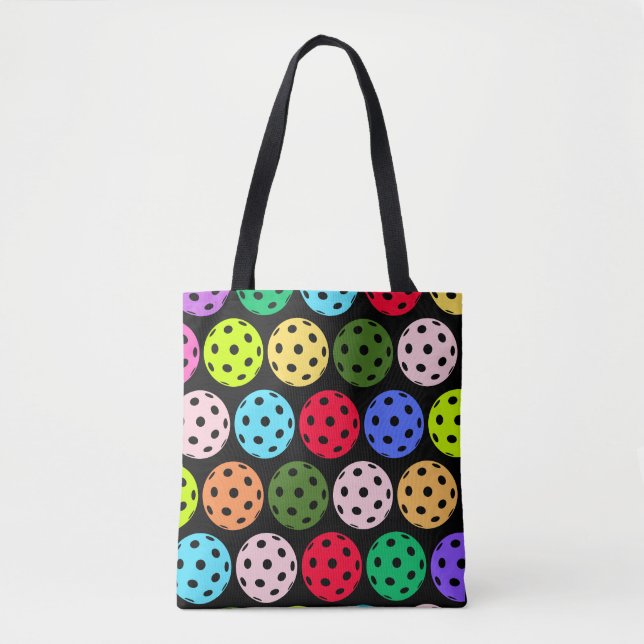 Colorful Pickleball Pattern Tote Bag (Front)