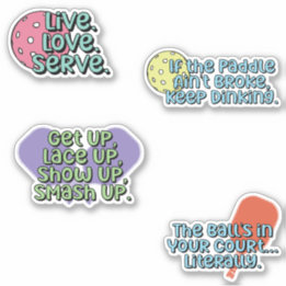 Colorful Pickleball Player Mulitcolor Sticker Pack