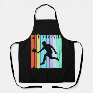 Colorful Pickleball Player Retro Pickle Ball Apron