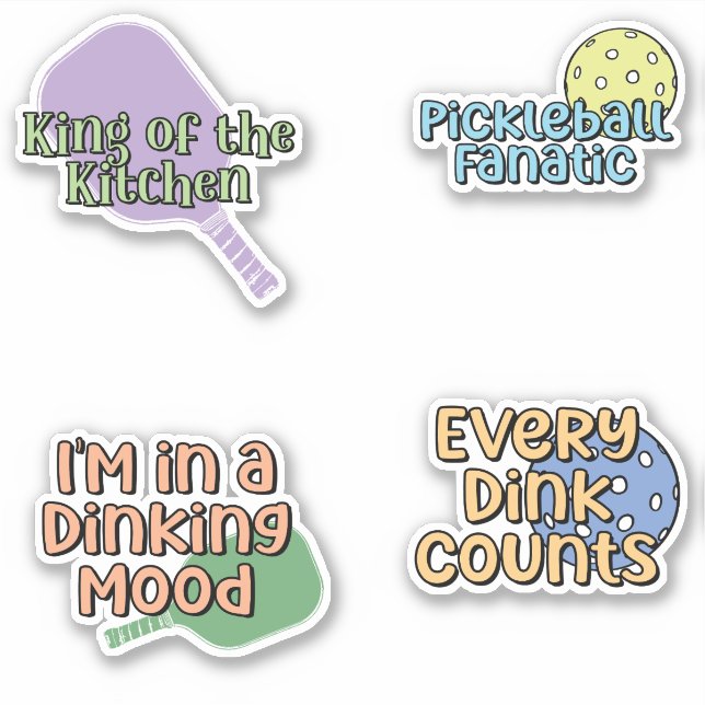 Colorful Pickleball Player Sticker Pack (Front)