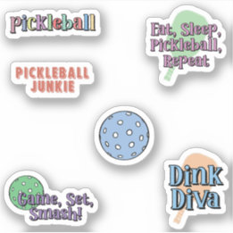 Colorful Pickleball Player Sticker Pack