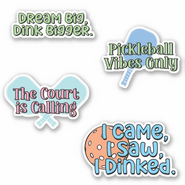 Colorful Pickleball Player Sticker Pack (Front)