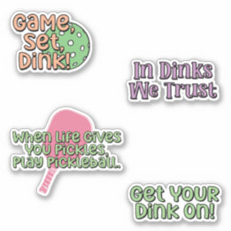 Colorful Pickleball Player Sticker Pack