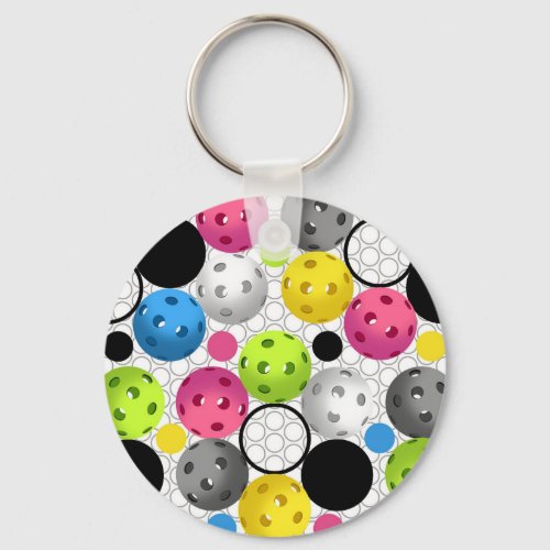 Colorful Pickleball Polka Dots _ Keychain