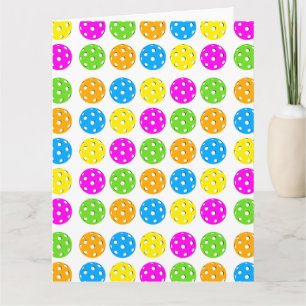 Colorful Pickleball Polkadots Greeting Card