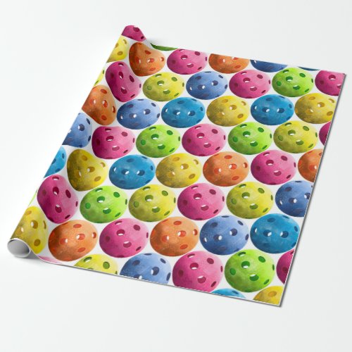 Colorful Pickleball Wrapping Paper