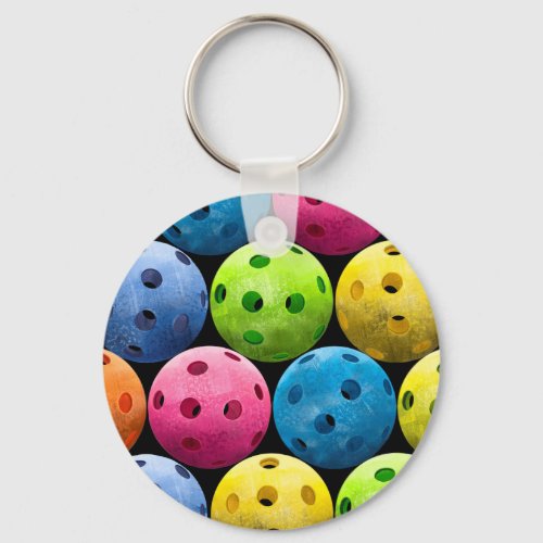 Colorful Pickleballs Keychain