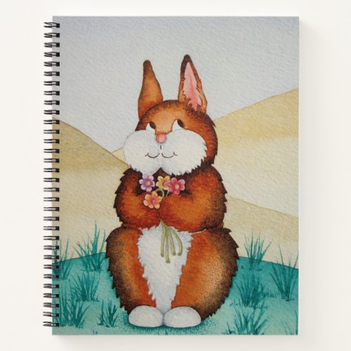 colorful picture of cute brown bunny rabbit notebook