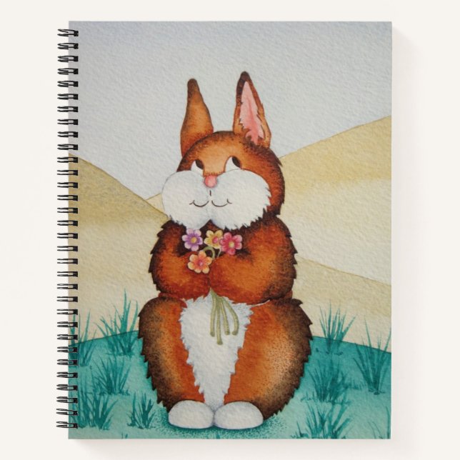 colorful picture of cute brown bunny rabbit notebook (Front)