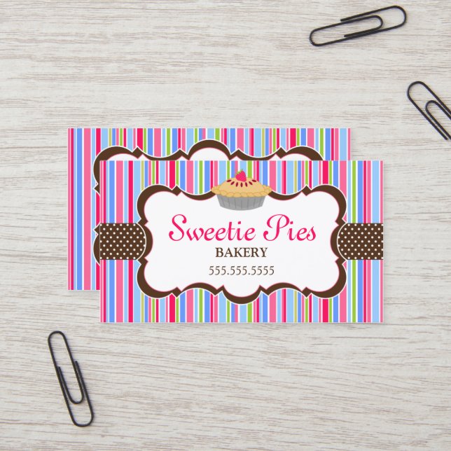 Colorful Pie Bakery Business Card (Front/Back In Situ)