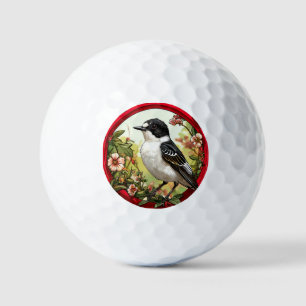 Colorful Pied flycatcher Bird Golf Balls