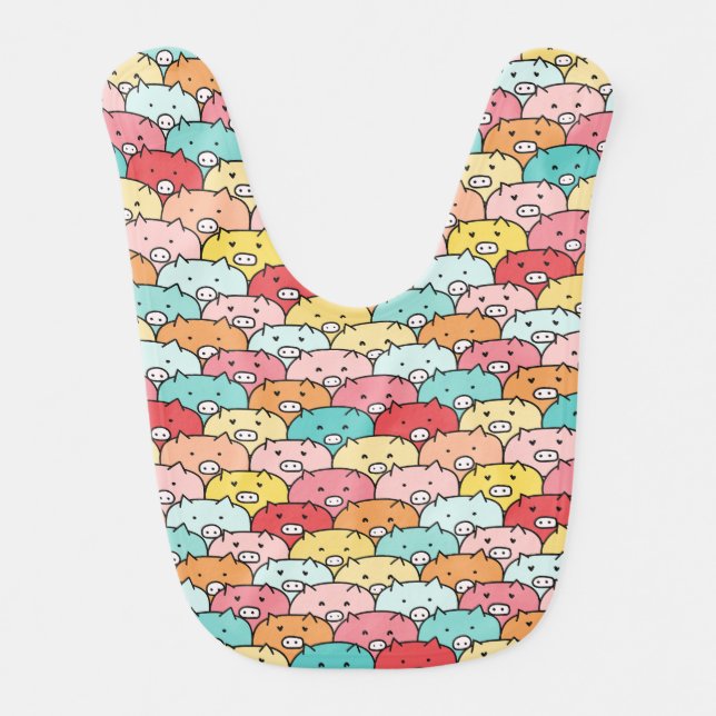 Colorful Pigs Funny And Cute Pattern Baby Bib (Front)