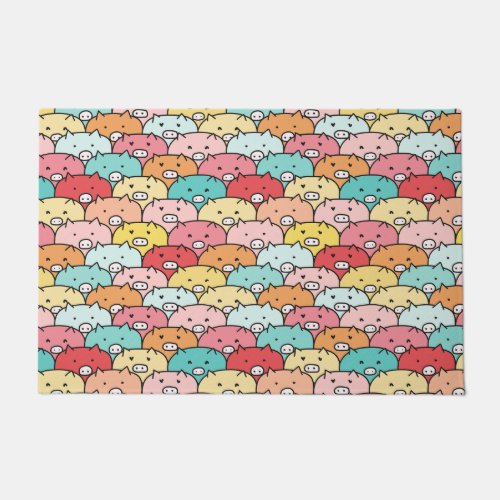 Colorful Pigs Funny And Cute Pattern Doormat