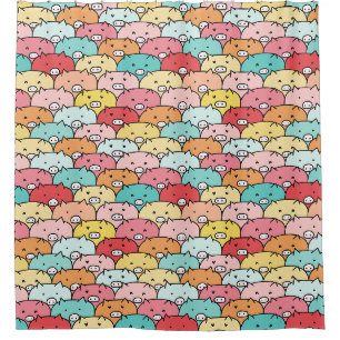 Colorful Pigs Funny And Cute Pattern Shower Curtain