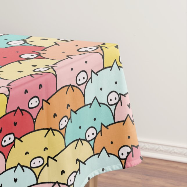 Colorful Pigs Funny And Cute Pattern Tablecloth (In Situ)