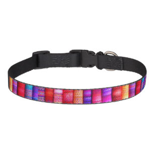 Colorful Piles of Folded Fabric Striped Pet Collar