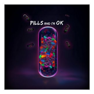 Colorful Pill cool medication trendy design Poster