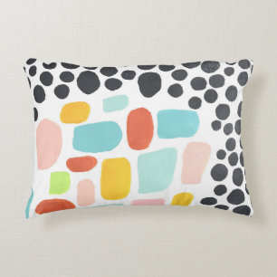 Colorful pillow. Bright yellow, pink and black dot Accent Pillow