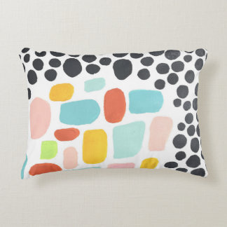 Colorful pillow. Bright yellow, pink and black dot Accent Pillow