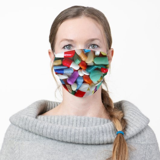 colorful pills adult cloth face mask (Worn)