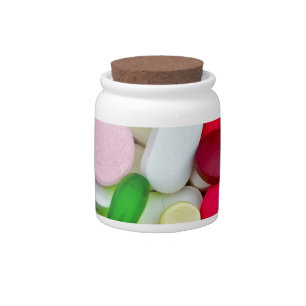 Colorful pills custom product candy jar