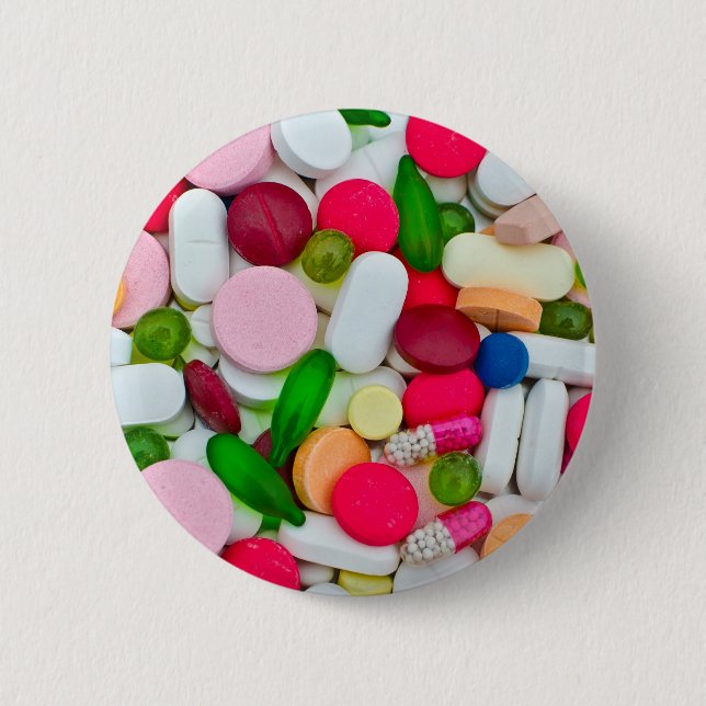 Colorful pills custom product pinback button (Front)