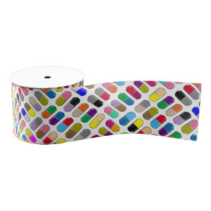 Colorful pills grosgrain ribbon