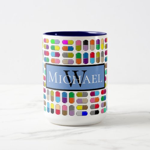 Colorful pills Two_Tone coffee mug