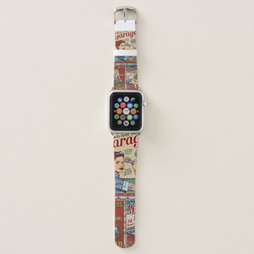 Colorful pin up posters collection with garage rep apple watch band