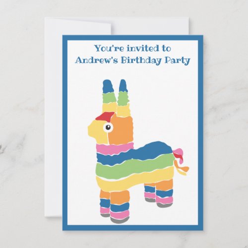 Colorful Pinata Birthday Party Invitation