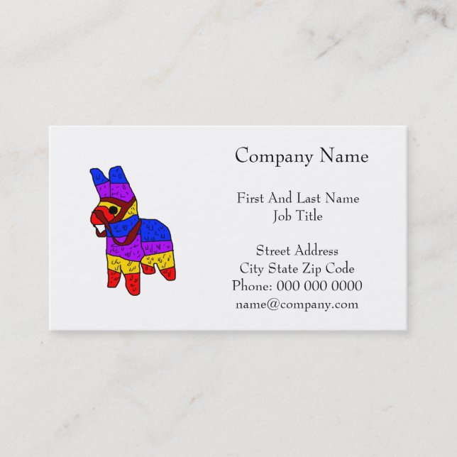 Colorful Piñata Cartoon for a Fiesta in Mexico  Business Card (Front)