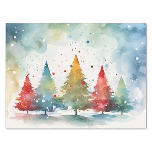 Colorful Pine Trees Christmas Tissue Paper