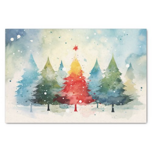 Colorful Pine Trees Christmas Tissue Paper