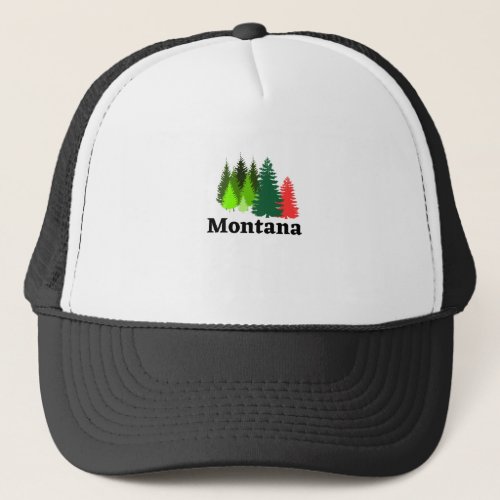 Colorful Pine trees in Montana Outdoorsmen Trucker Hat
