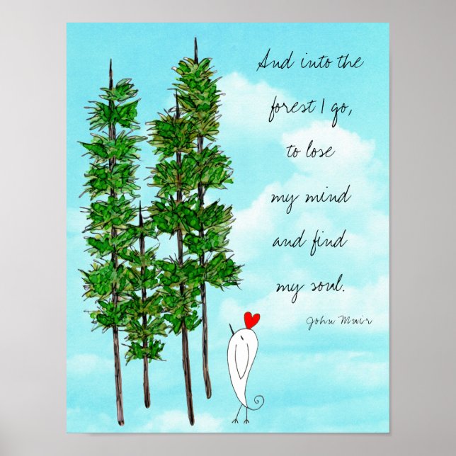 Colorful Pine Trees with Words Poster (Front)