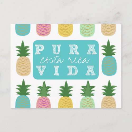Colorful Pineapple Costa Rica Postcard