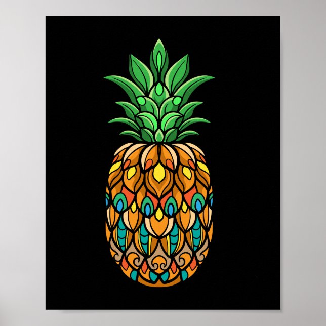 colorful-pineapple-fruit-mandala-arts-isolated poster (Front)