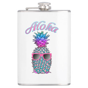 Colorful Pineapple Hawaiian Aloha Hip Flask