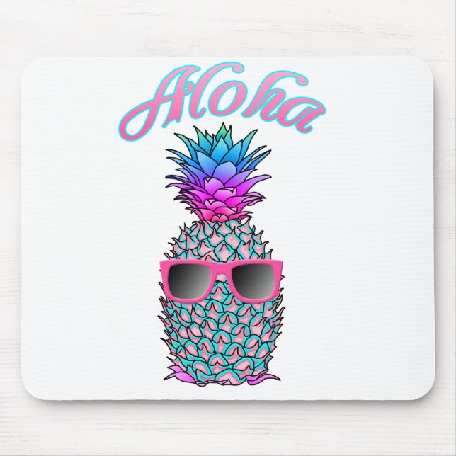 Colorful Pineapple Hawaiian Aloha Mouse Pad (Front)