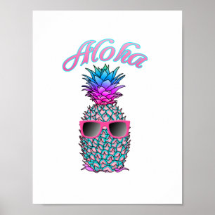 Colorful Pineapple Hawaiian Aloha Poster