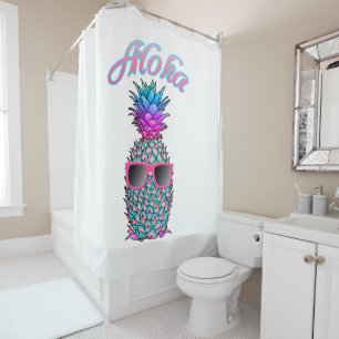 Colorful Pineapple Hawaiian Aloha Shower Curtain