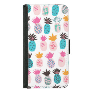 Colorful pineapple leaves, tropical doodle. samsung galaxy s5 wallet case